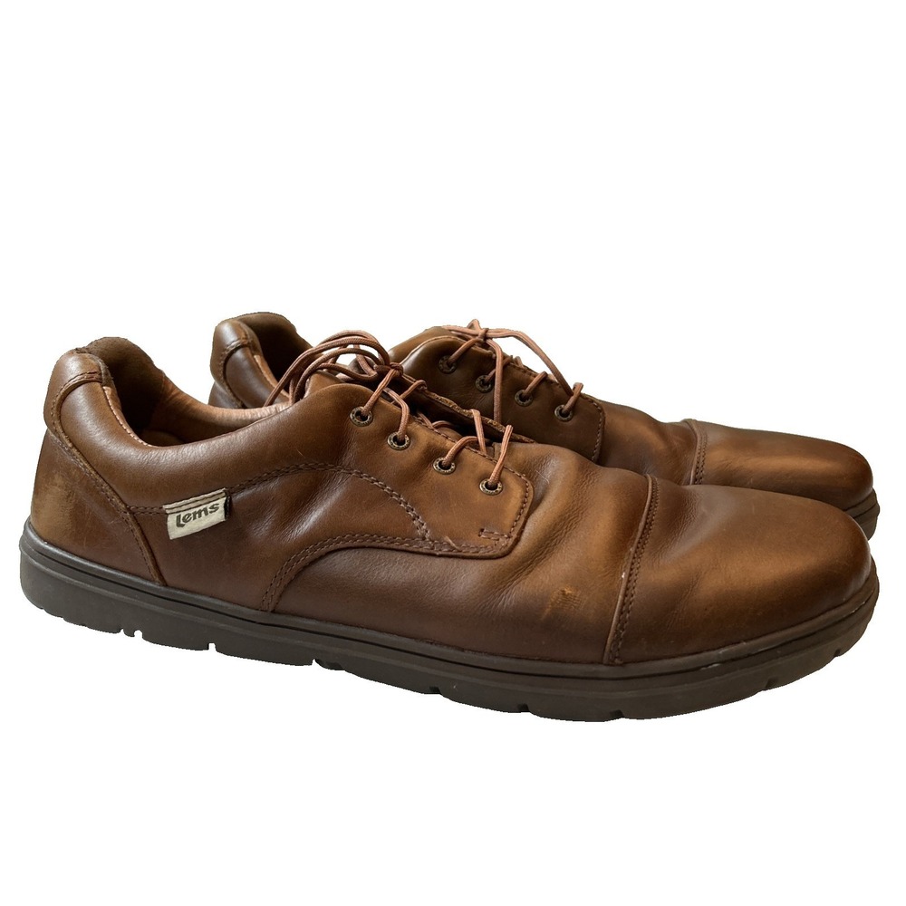 Lems Men's Shoes 48 US 14 Nine2Five Brown Mocha Leather Oxford Barefoot Casual